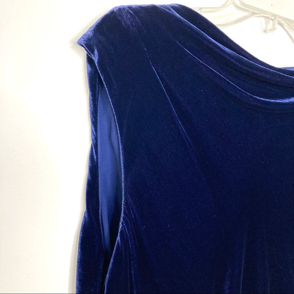 BCBGMaxAzria NWT Wms Medium Blue Velvet Cowl Back Cocktail Party Social Dress - Picture 8 of 16
